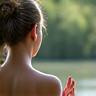 Person meditating in a serene setting