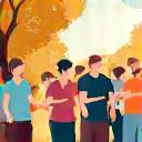 A diverse group of adults engaging in light exercise and conversation, symbolizing community health and prevention.
