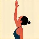 A person stretching gracefully in a bright, spacious room, suggesting flexibility and movement.