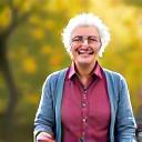 A vibrant older adult laughing during a fitness class, showcasing vitality and active aging.