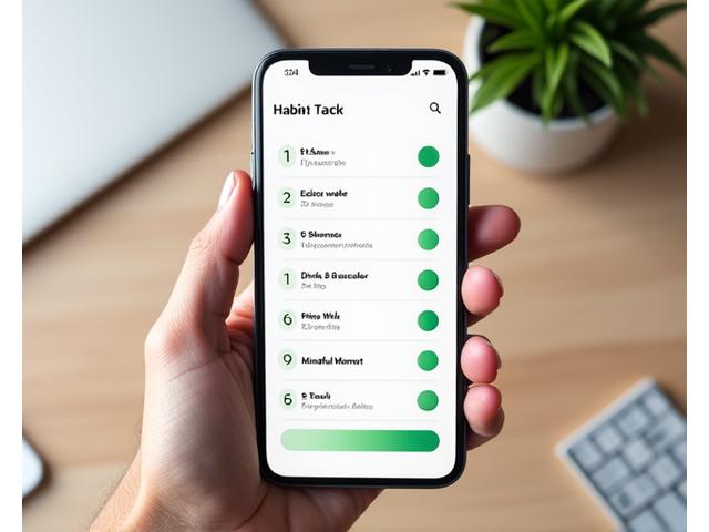 Smartphone screen showing a clean, intuitive habit tracking app interface with green checkmarks and progress bars.