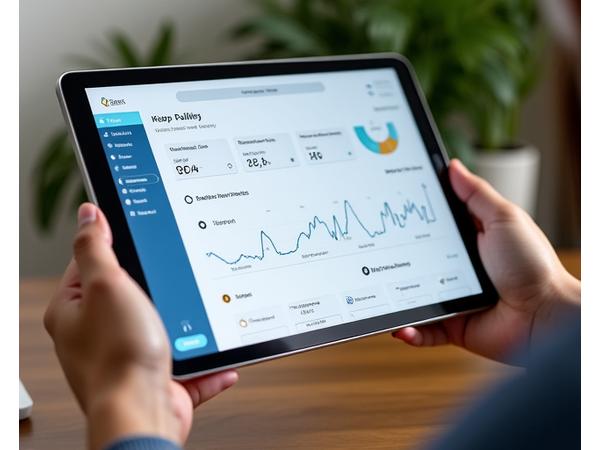 A vibrant dashboard displaying health metrics, sleep patterns, and activity data on a tablet screen.